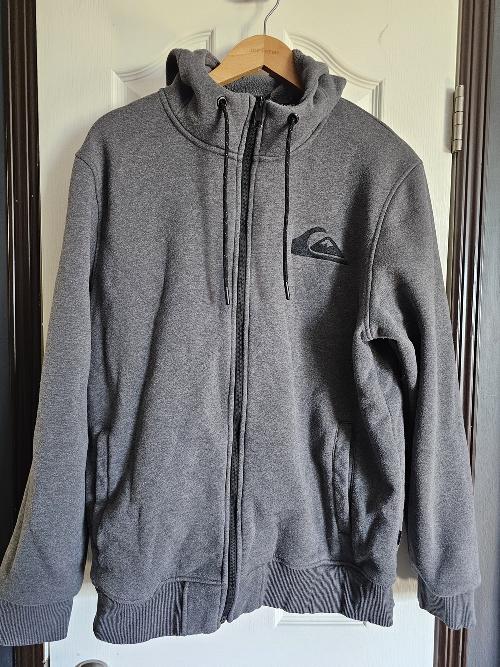 Quiksilver Men's Charcoal Gray Full-Zip Hooded Sweater